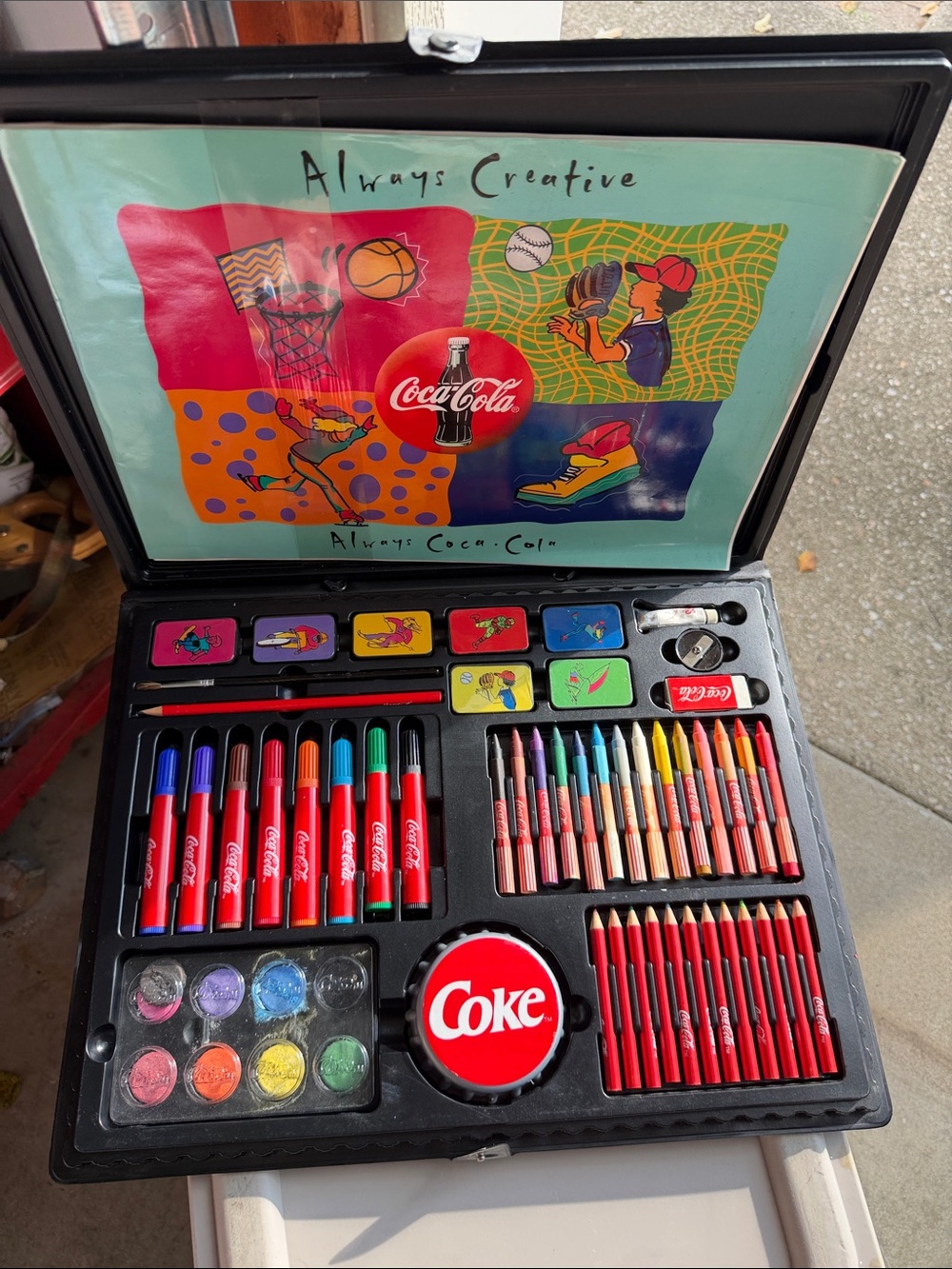 Coca Cola Red Kids Art Set with Markers and Pencils